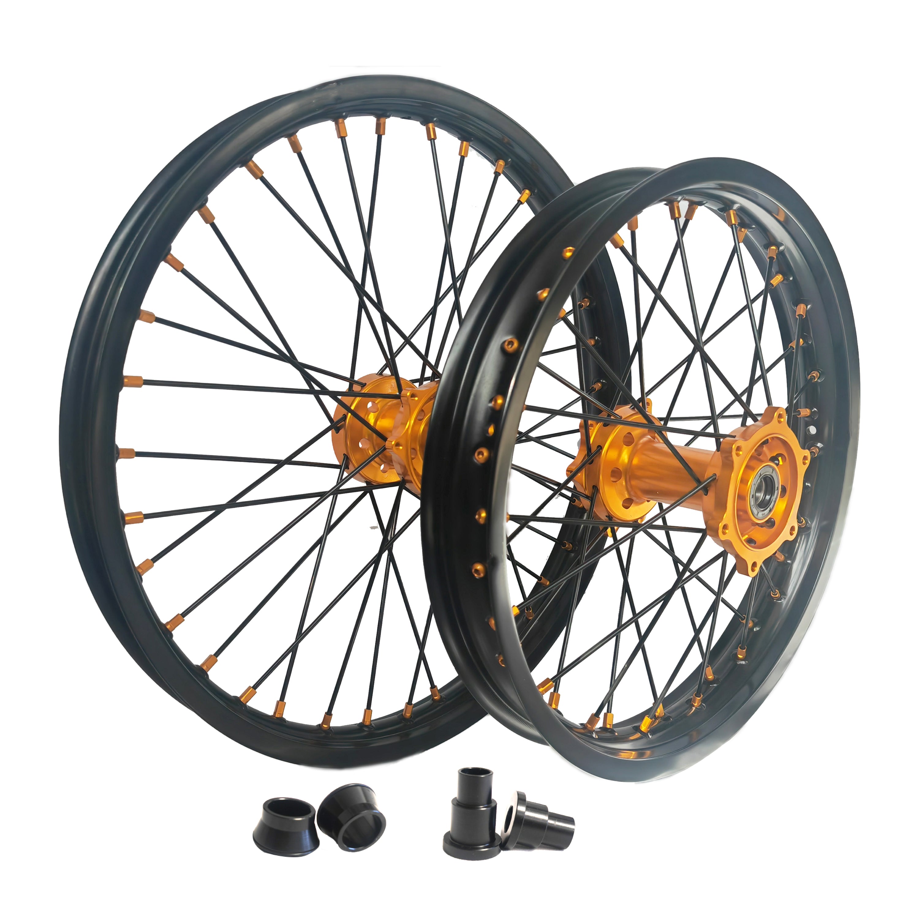 Customizable 1.6*21" & 2.15*18" Electric Dirtbike Wheels Black Rim For SurRon Ultra Bee