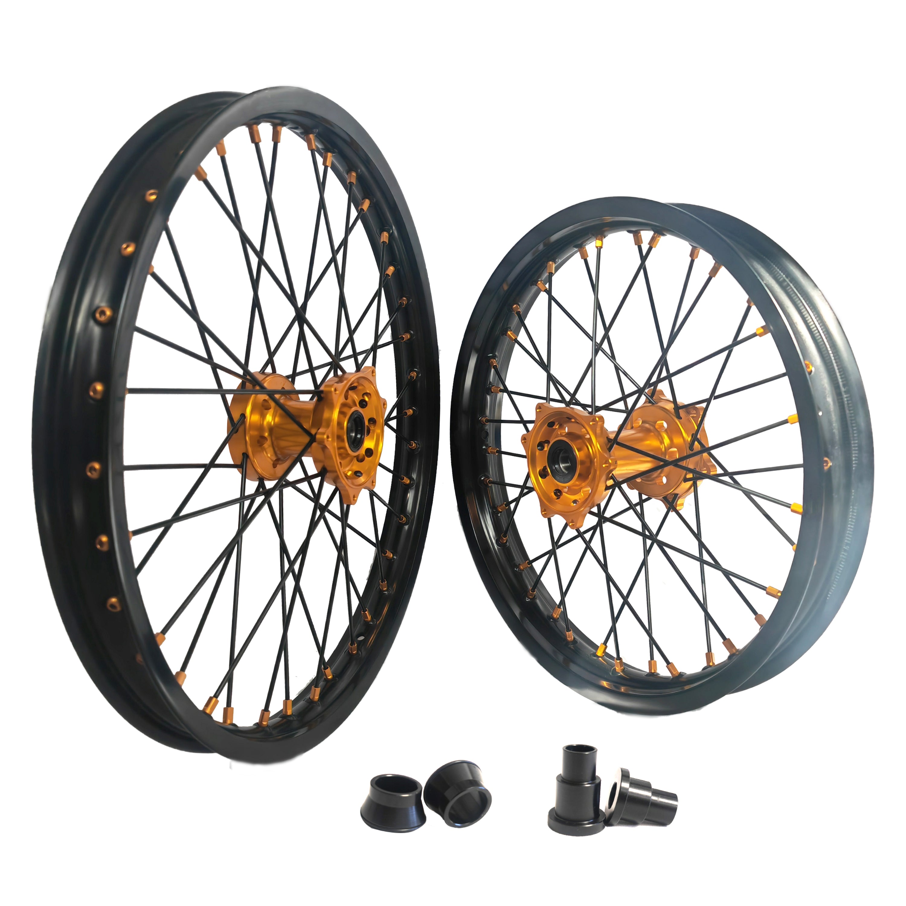 Customizable 1.6*21" & 2.15*18" Electric Dirtbike Wheels Black Rim For SurRon Ultra Bee