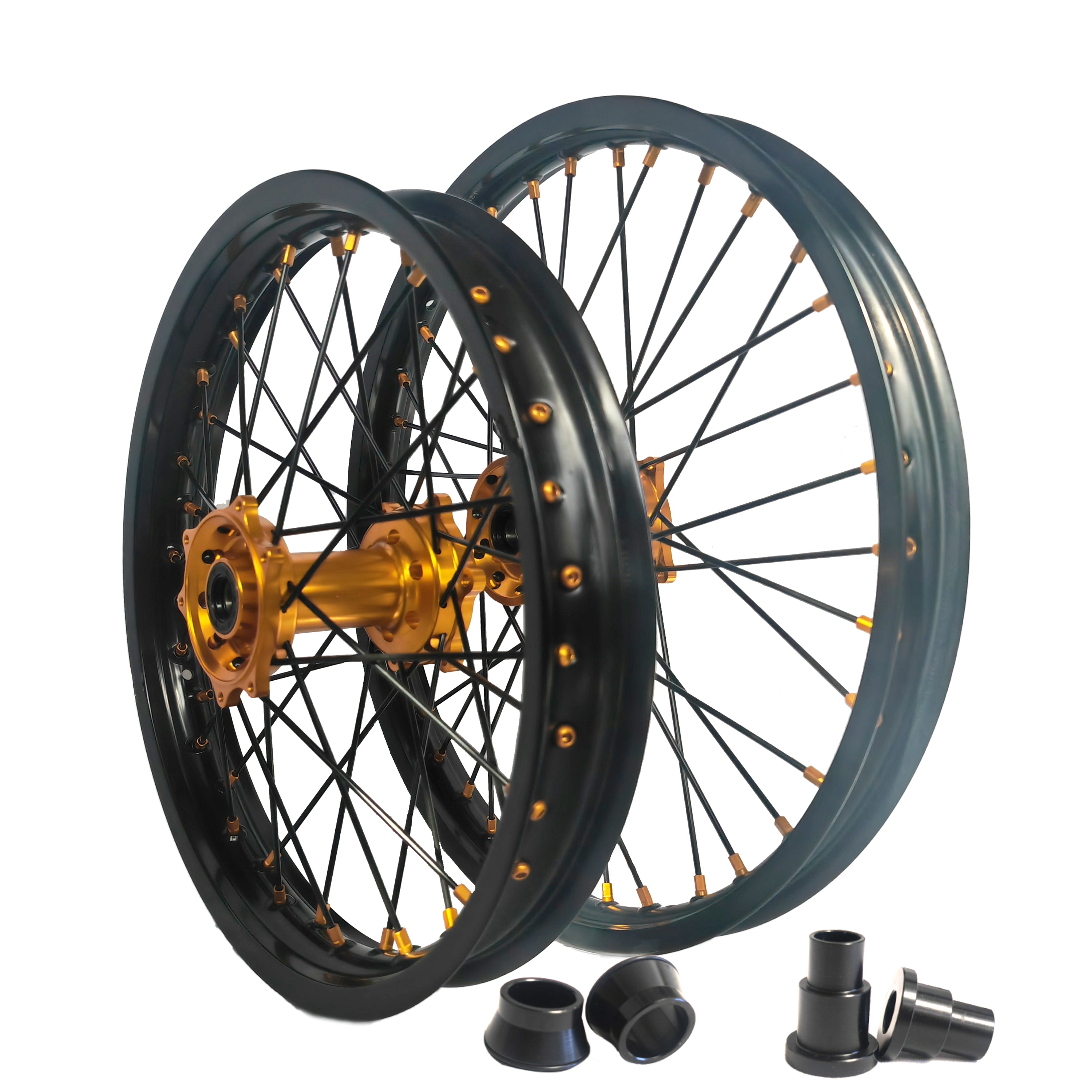 Customizable 1.6*21" & 2.15*18" Electric Dirtbike Wheels Black Rim For SurRon Ultra Bee