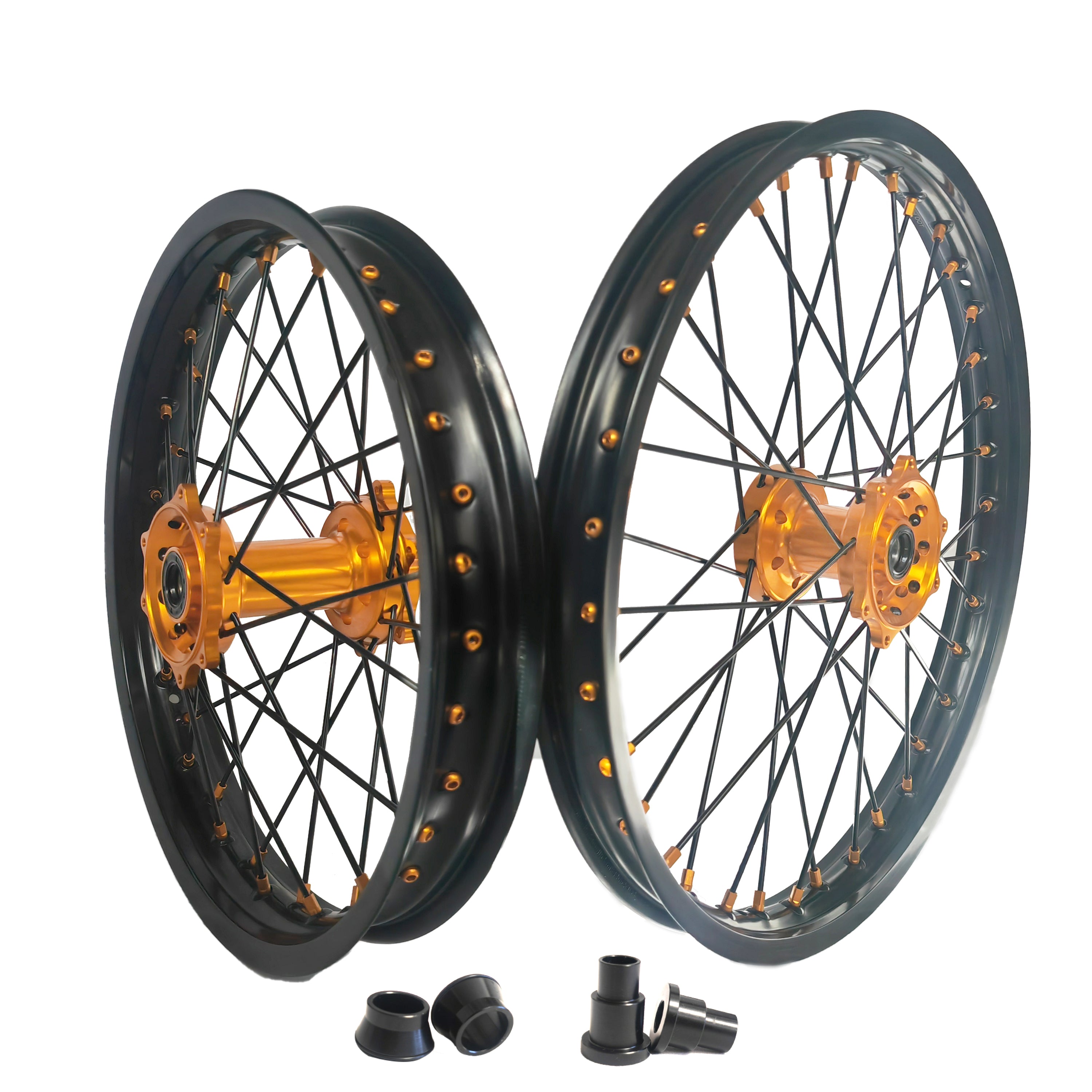 Customizable 1.6*21" & 2.15*18" Electric Dirtbike Wheels Black Rim For SurRon Ultra Bee