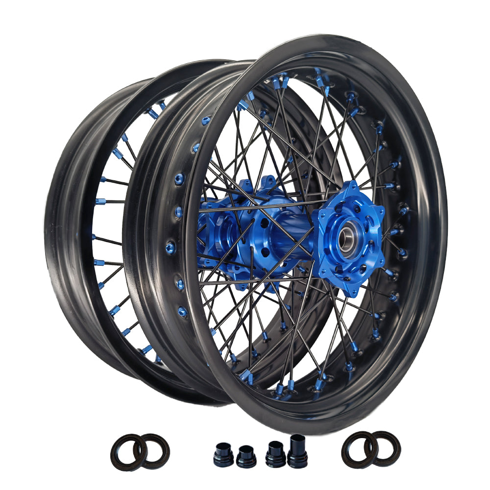 Customizable 17 Inch 36 Spoke Balck Rim SM Supermoto Wheels for  YAMAHA YZ 125 YZ 125X YZ 250 YZ 250X 2002-2023