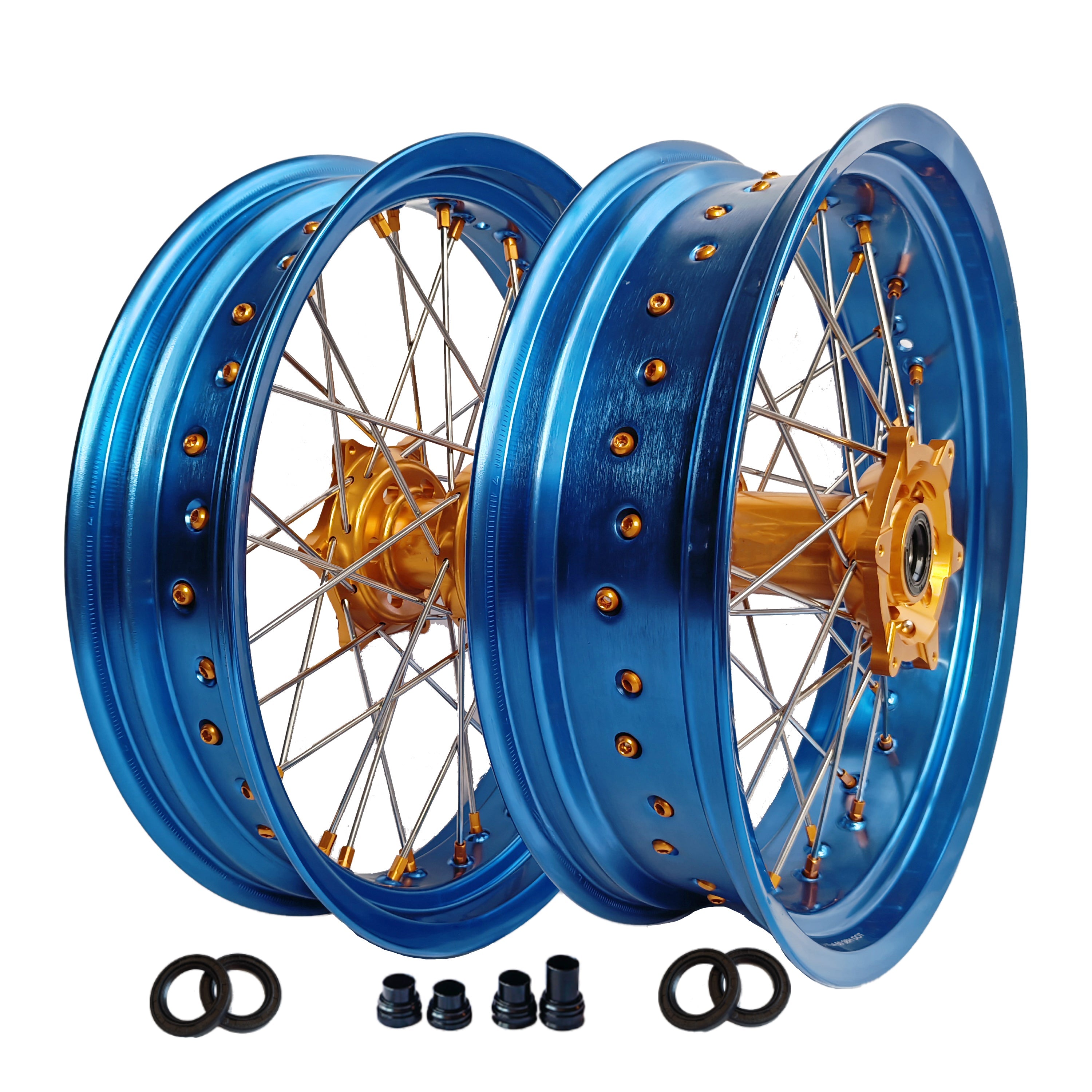 Customizable 17 Inch 36 Spoke Blue Rim SM Supermoto Wheels for YAMAHA YZ 125 YZ 125X YZ 250 YZ 250X 2002-2023