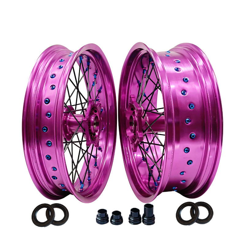 Customizable 17 Inch 36 Spoke Purple Rim Supermotard Wheels Supermoto Wheels For KTM SXF SX  125-530 2003-2023