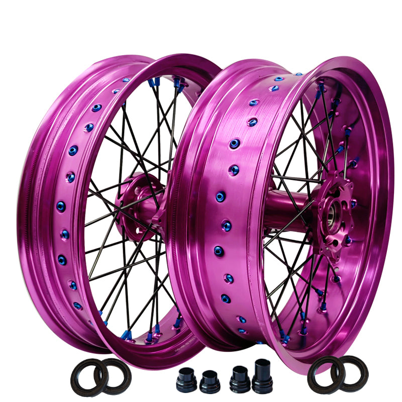 Customizable 17 Inch 36 Spoke Purple Rim Supermotard Wheels Supermoto Wheels For KTM SXF SX  125-530 2003-2023