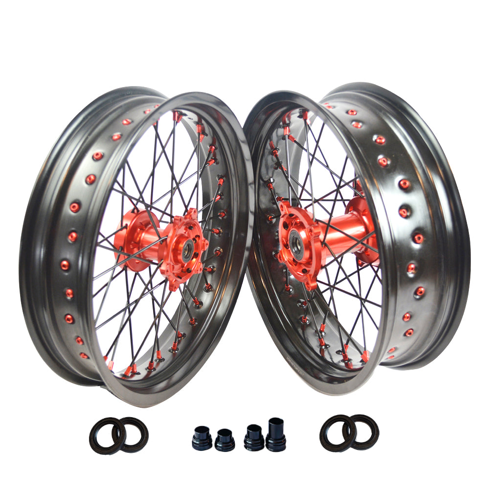 Customizable 17 Inch 36 Spoke Balck Rim SM Supermoto Wheels for HONDA CRF 250R 2004-2024 CRF 450R  2002-2024