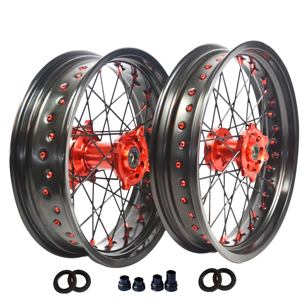 Customizable 17 Inch 36 Spoke Balck Rim SM Supermoto Wheels for HONDA CRF 250R 2004-2024 CRF 450R  2002-2024