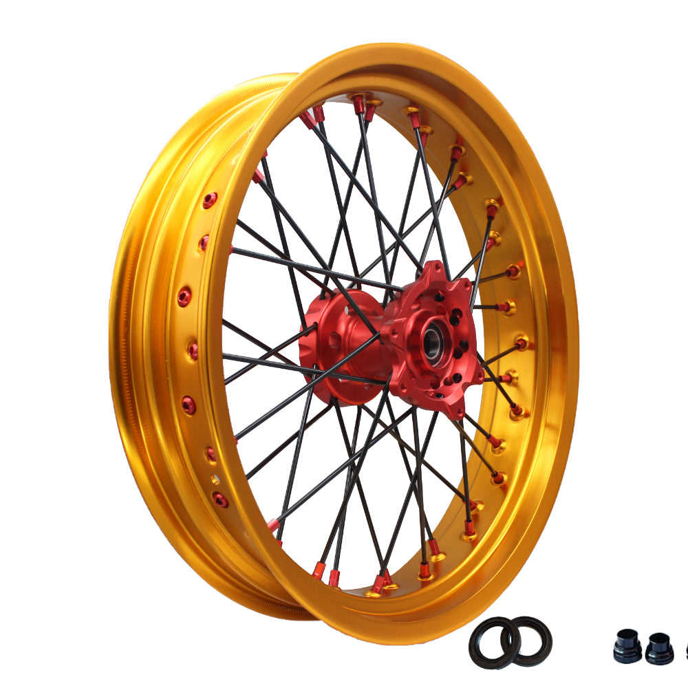 Customizable 17 Inch 36 Spoke Gold Rim SM Supermoto Wheels for HONDA CRF 250R 2004-2024 CRF 450R  2002-2024