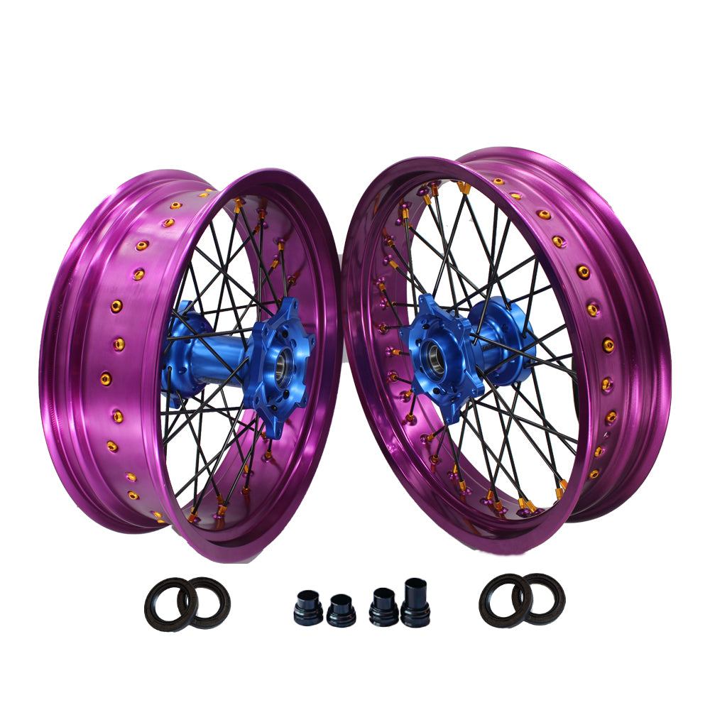 Customizable 17 Inch 36 Spoke Purple Rim SM Wheels Supermotard Supermoto Wheels for  YAMAHA WR 250F 2001-2023 WR 450F 2003-2023