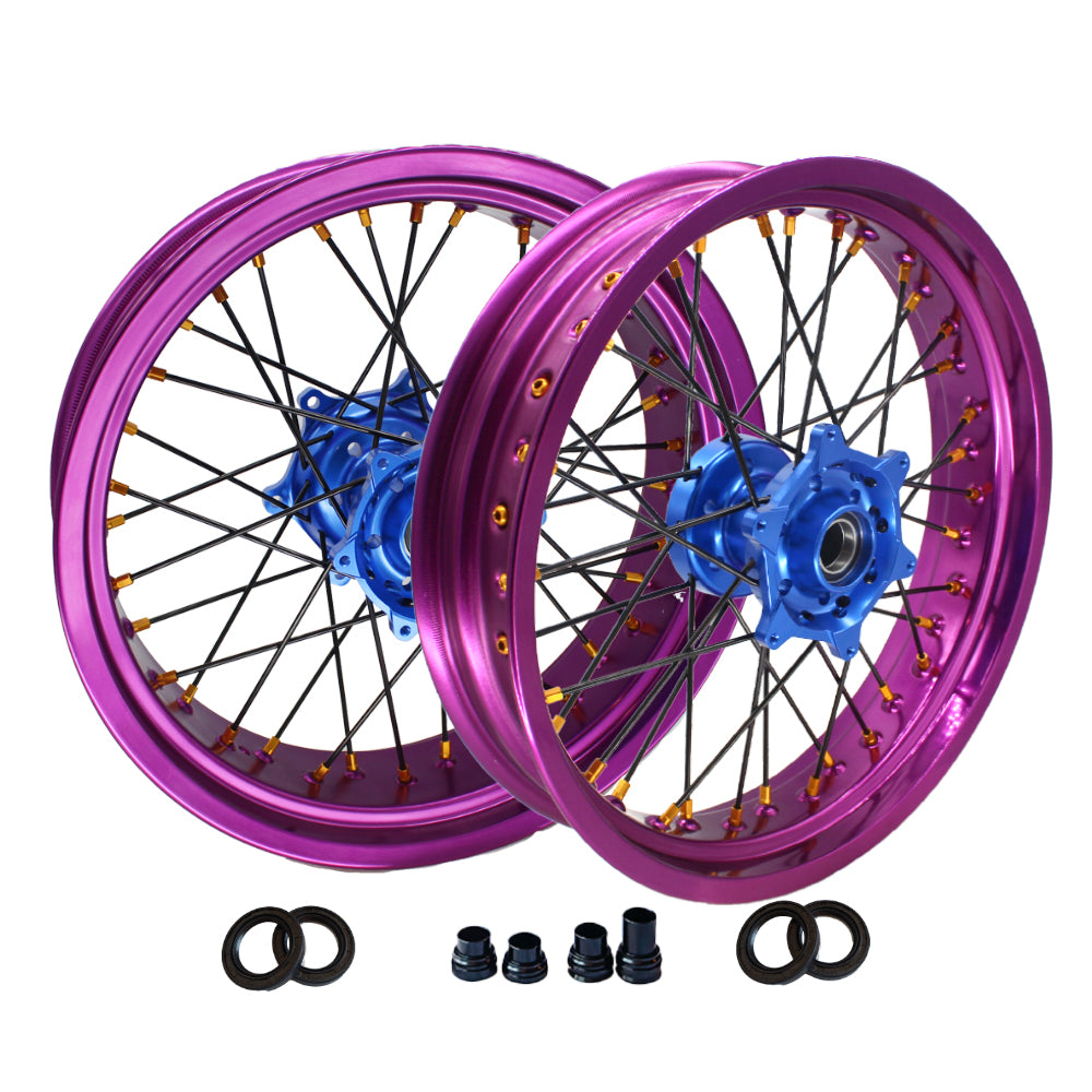 Customizable 17 Inch 36 Spoke Purple Rim SM Wheels Supermotard Supermoto Wheels for  YAMAHA WR 250F 2001-2023 WR 450F 2003-2023