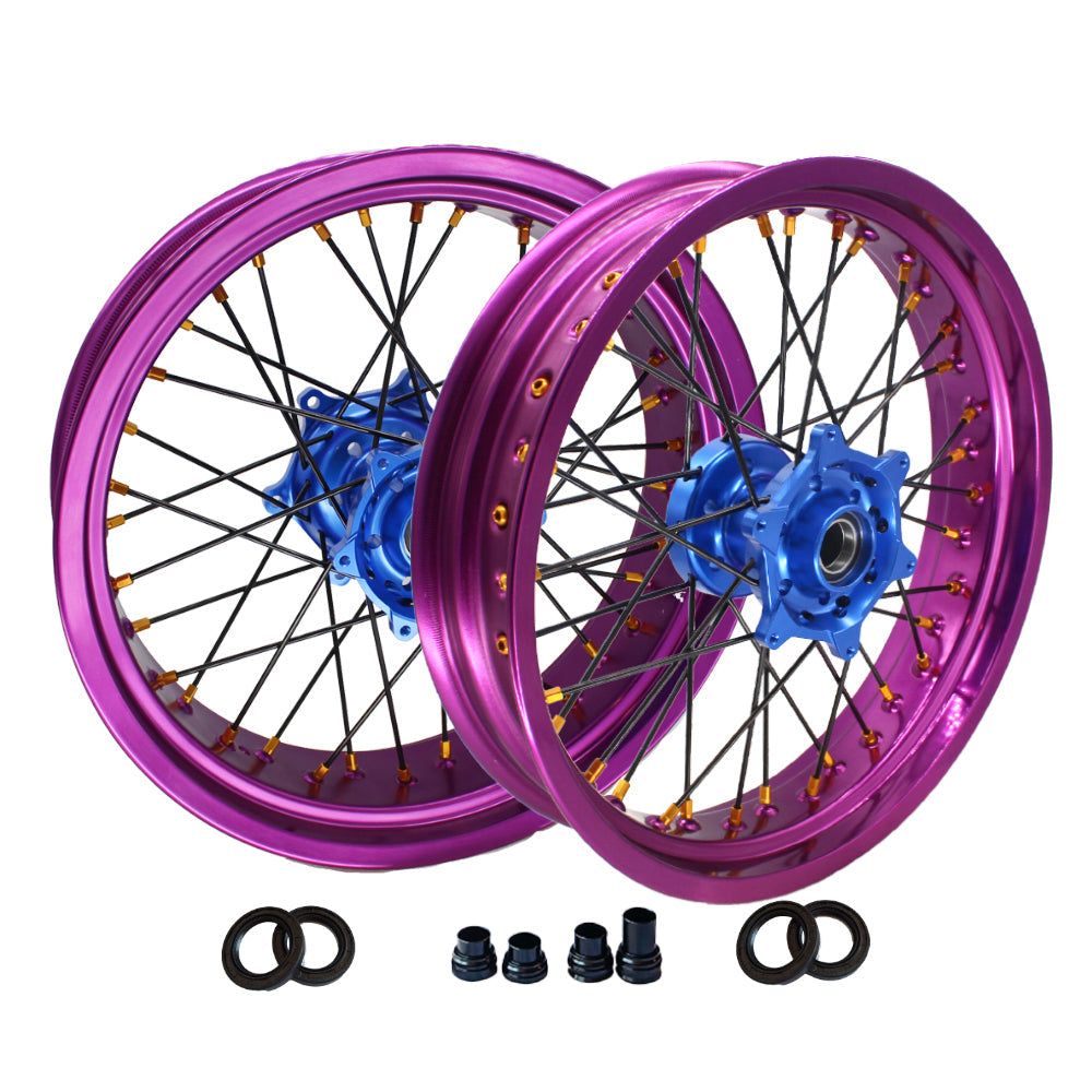 Customizable 17 Inch 36 Spoke Purple Rim SM Wheels Supermotard Supermoto Wheels for  YAMAHA YZ 125 YZ 125X YZ 250 YZ 250X 2002-2023